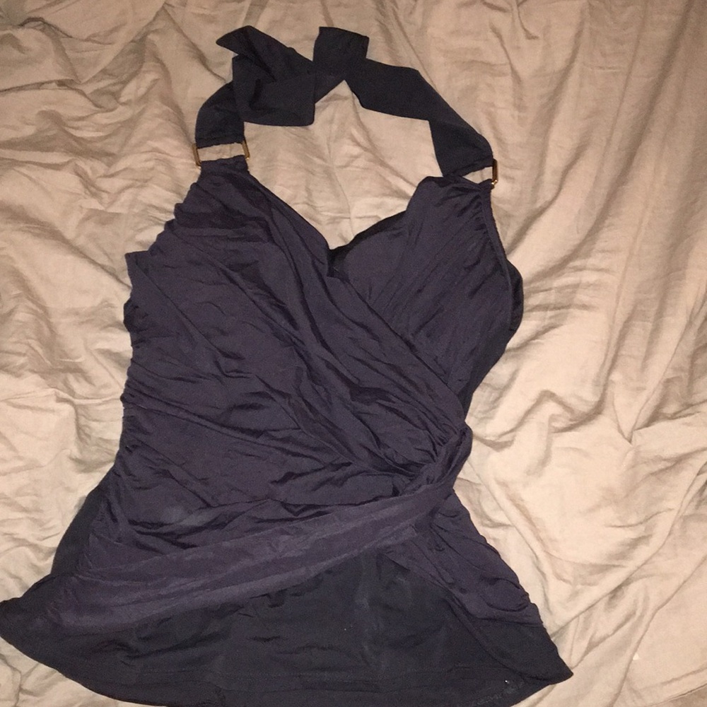 Spanx Halter Tankini Top Swim Black 12